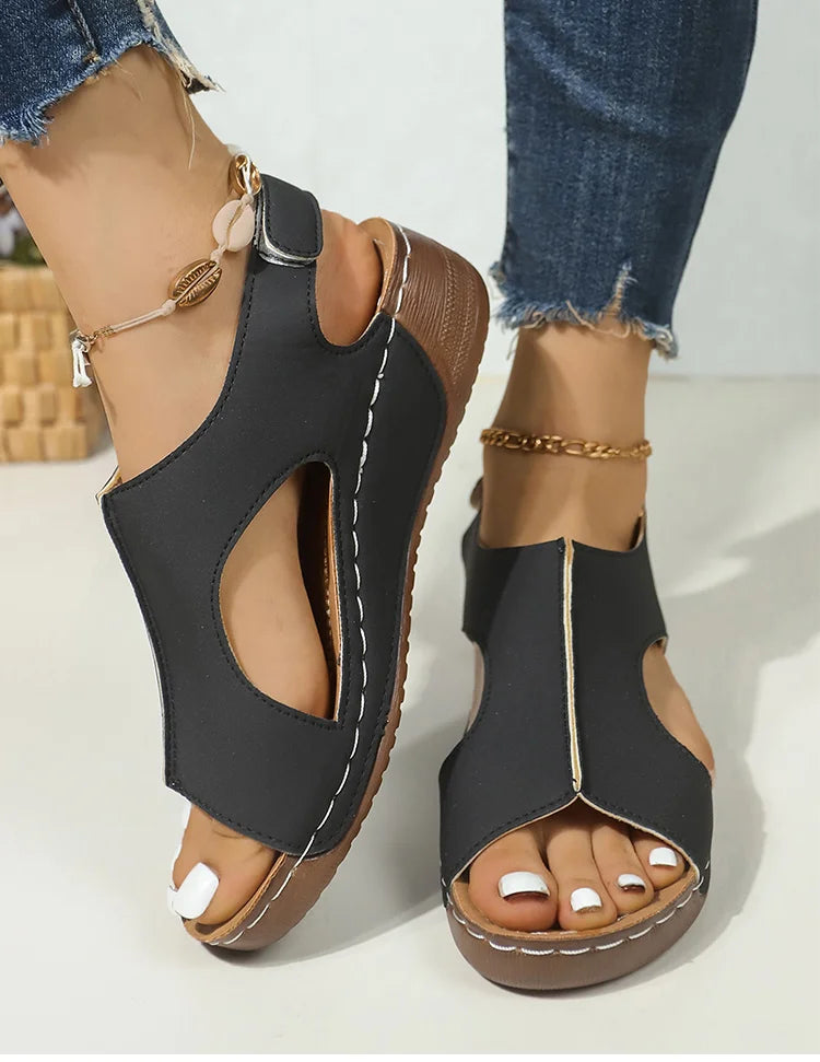 Women's Sandals Peep Toe Wedge Heel Sandals For Woman Shoes Summer Sandalias Mujer Low Platform Heels Sandals Heeled Shoes Women