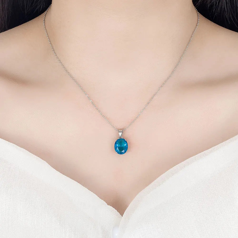 925 Sterling Silver Jewelry Sets For Women Ellipse Zircon Ring Necklace Earrings Luxury Accessories Gifts