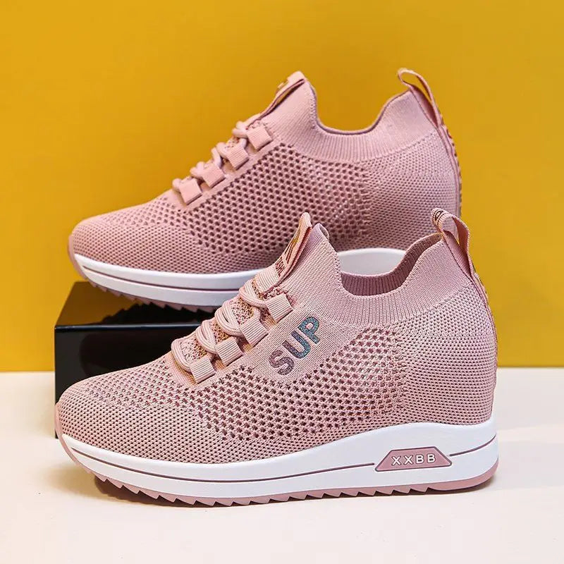 2025 Women's Wedges Shoes Platform Shoe Spring Breathable Casual Shoes Woman Fashion Sneakers Height Increasing Vulcanize Shoes