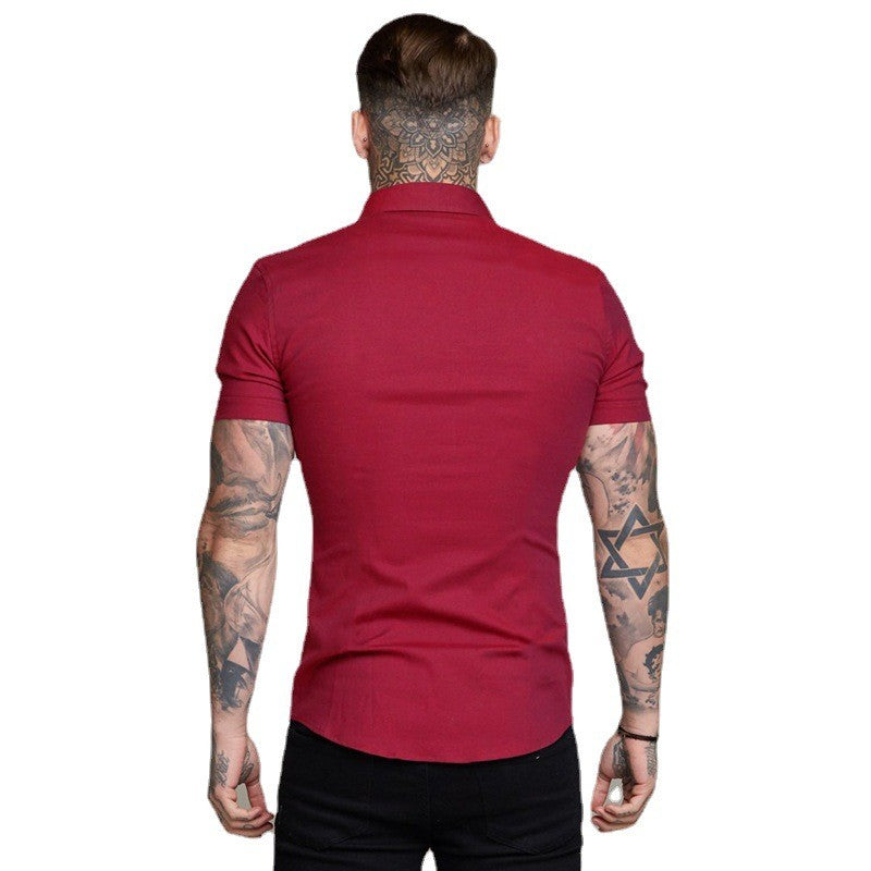 Summer Fashion Super Slim Fit Short Sleeve Shirts Men Classic Casual Dress Shirt Male Hipster Relaxed Luxe Formal Shirt