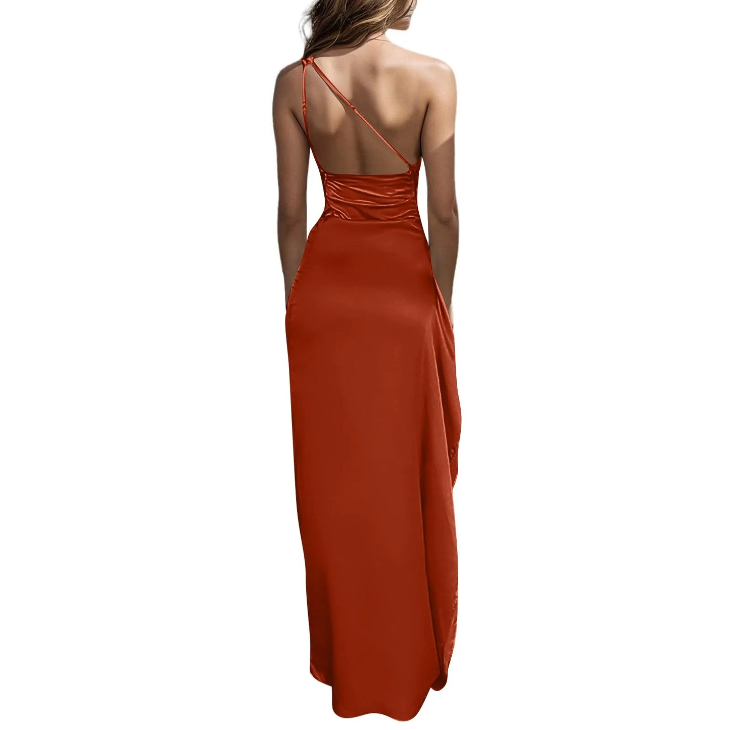 Sexy dresses for women Satin Backless Slim party Long Dress One Shoulder HighSplit Cocktail dress Wedding evening dresses elbise