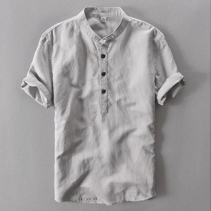 Streetwear Summer Fashion Shirt Men Short Sleeve Casual Cotton Linen Shirt Hombre Round Collar Designer Leisure T-shirt Men