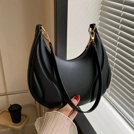 Women's French Handbag Shoulder Bag Textured Crossbody Bag Zipper Closure & Adjustable Strap Versatile for Work, Casual & Travel