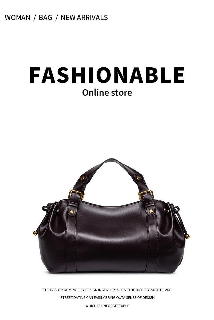 Women's Crossbody Simple Handbag Commuter Shoulder Boston Bag Stylish Versatile Work Bag Soft Polyester Interior