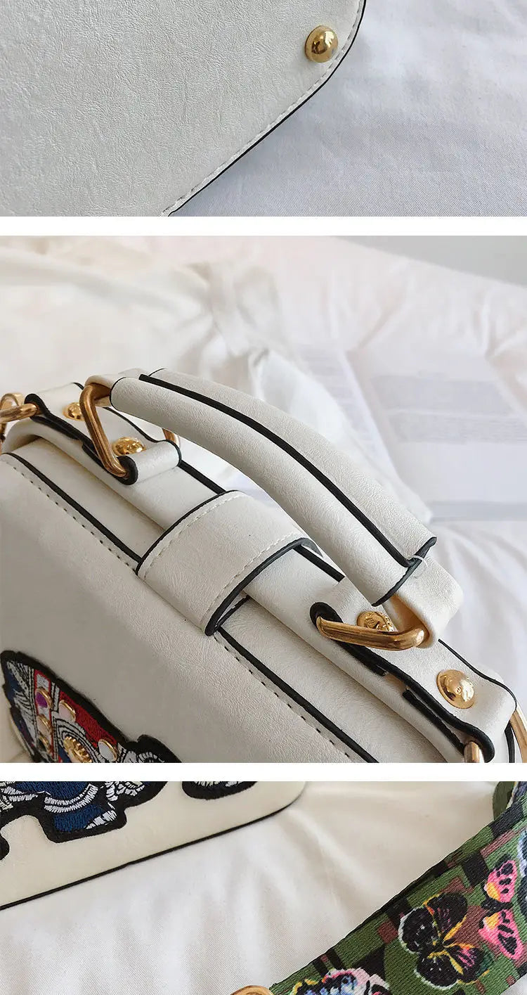 Women Leather Handbag Messenger Bag Purses Satchels Designer Luxury Handbags Crossbody Bags Elephant Embroidered Bags 2023 New