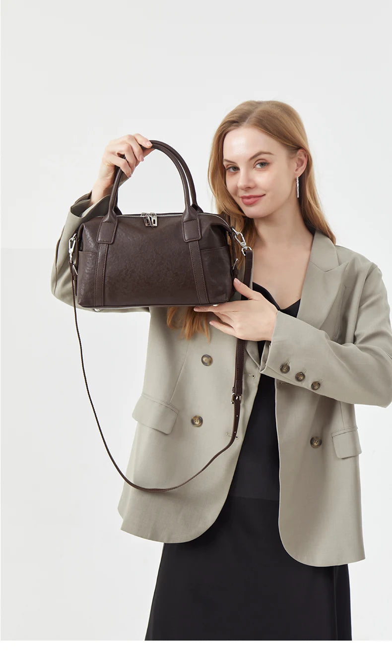 2026 New Women's Fashion Genuine Leather Handbag Female Large Capaci Luxury Designer Boston Totes Bag Shoulder Crossbody Bag