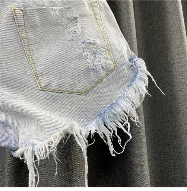 Sexy Low-waisted Denim Shorts New Summer Hole A Wide-leg Pants Ripped Jeans For Women