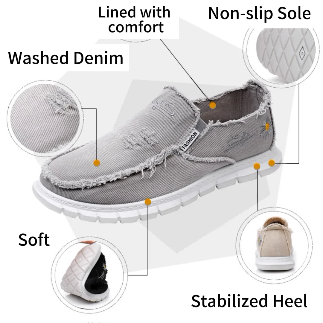 Women's casual shoes, spring and autumn fashionable embroidered women's shoes, light and soft,  flat shoes with free shipping