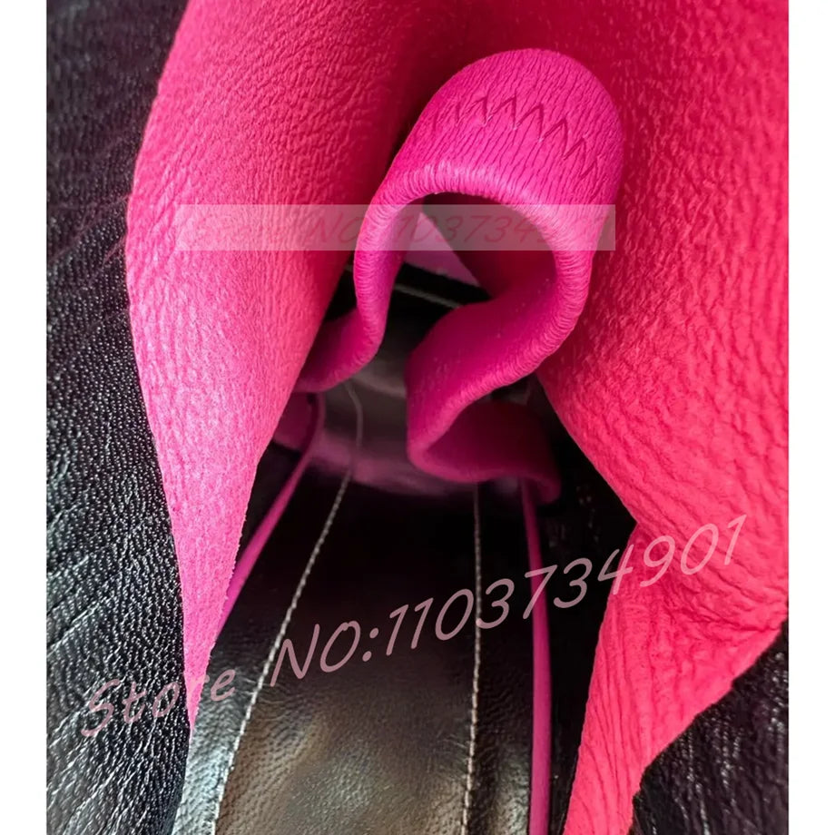 Slingback Rose Red Wedge Sandals Women Fashion Open Round Toe High Heels Sandals Female Sexy Party Nifty Slip-on Footwear