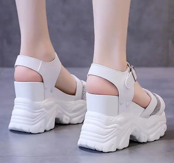 New Women Summer Wedge Sandals Transparent PVC Crystal Chunky Platform Shoes Woman Rainbow Thick Bottom Sandalias