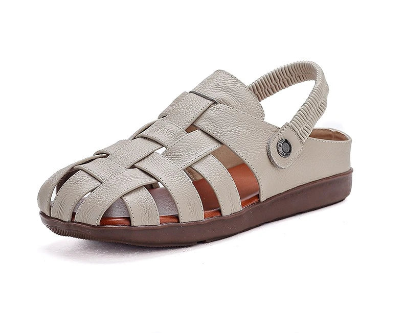 Women's Sandals - Completely Redesigned in 2026  Premium Leather Roman-style Women's Sandals - Flat Rubber Heel - Designer Model