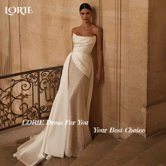 LORIE Elegant Women's Wedding Dress Off Shoulder Sparkly Backless Slit Mermaid Bride Gowns Bride Party Dresses vestidos de novia