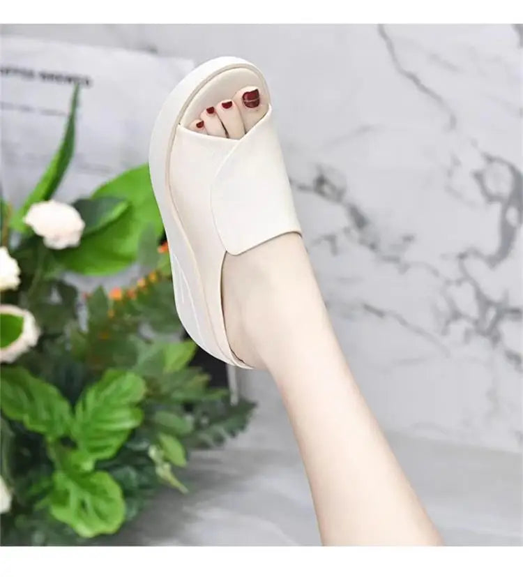 Women Sandals Women Slippers Black Wedge Platform Open Toe Women Orthopedics Thick Bottom Beach High Heels Slides 2026