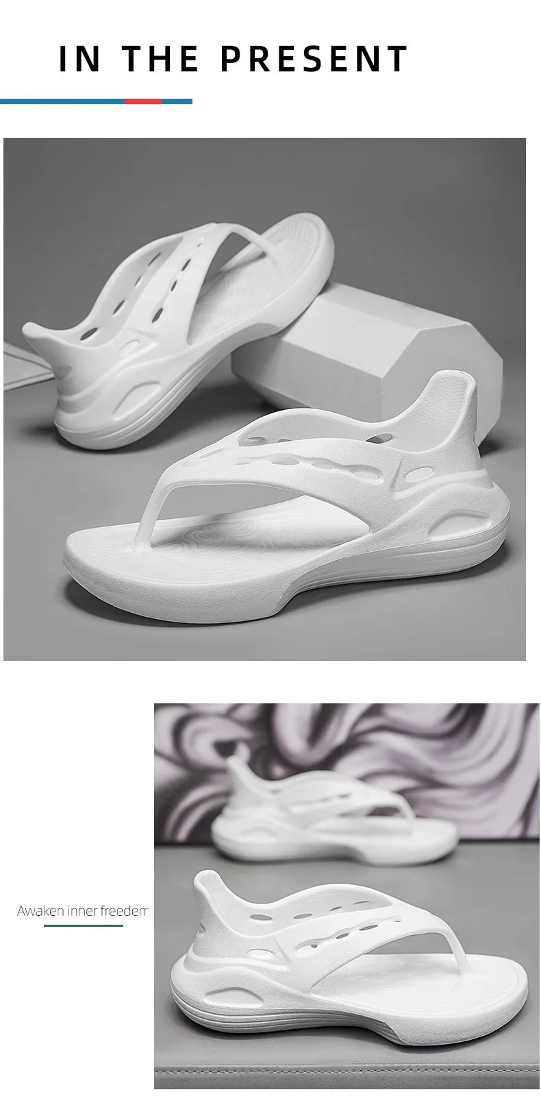 Women's Sport Sandals Summer Flat Flip-Flops Comfortable Casual Slip-On Slippers Lightweight Platform Hollow Design Flip-flops