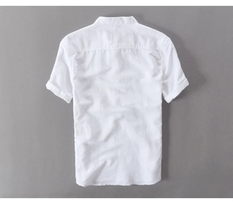 Streetwear Summer Fashion Shirt Men Short Sleeve Casual Cotton Linen Shirt Hombre Round Collar Designer Leisure T-shirt Men