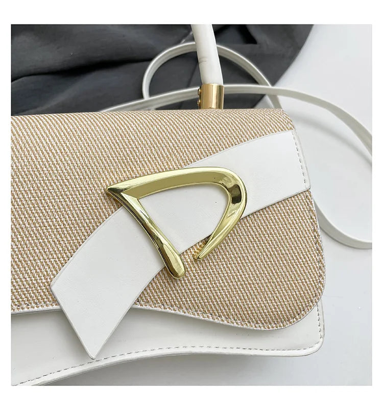 Women's Bags, Hand-held Spliced Contrasting Crossbody Bag, Fashion and Versatile Simple Casual Single Shoulder Small Square Bag