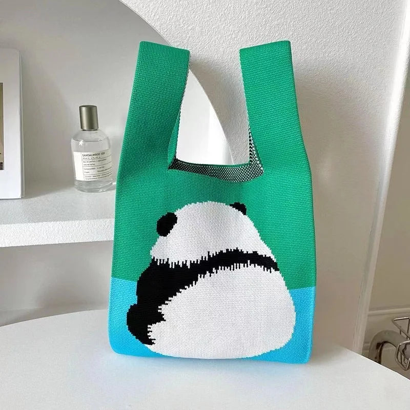 Women'S Knot Wrist Tote Bags Handmade Knitted Bag Portable Mini Striped Bucket Phone Bags Large Capacity Spring Summer Handbags