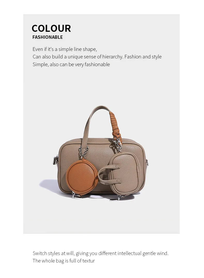 Boston Bag Women Fashion 2025 Euro-America Style Simple Shoulder Bag Handbags Composite Bag