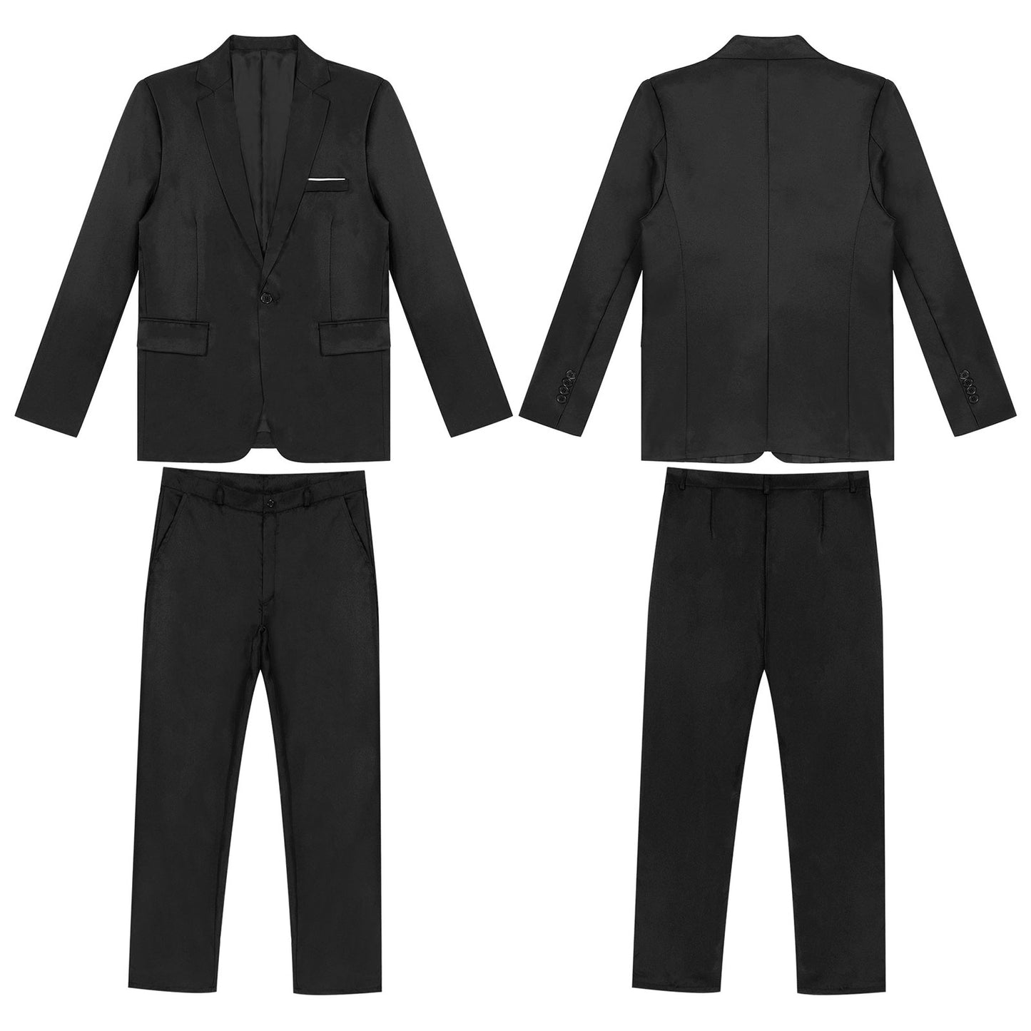 Men Gentleman Suit 2Pcs Formal Uniform Long Sleeve Lapel Blazer Jacket with Pants Office Meetings Business Wedding Party Outfits
