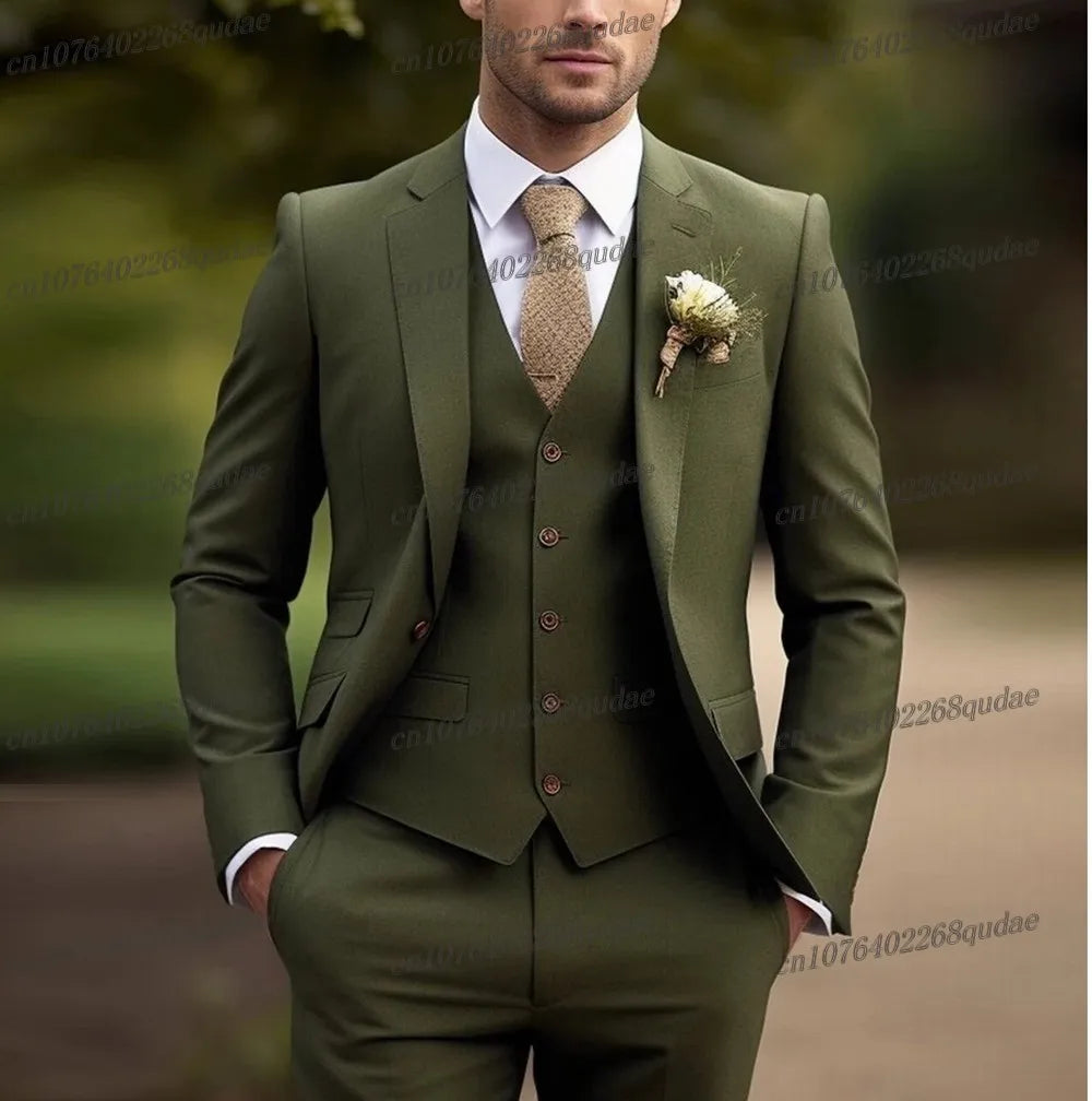 Grey Formal Men Suit Wedding Party Groom Suits Groomsman Male Tuxedos Bridegroom Costume 3 Piece Set Jacket Vest Pant