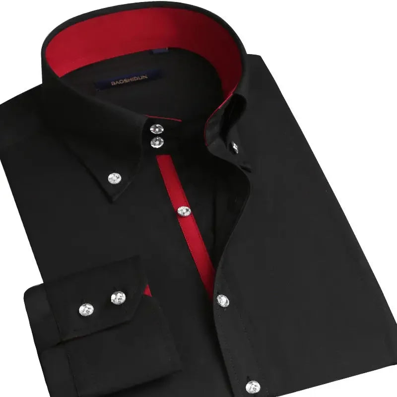 Men's Dress Shirt Button-down Collared Long Sleeve Formal Business Casual Shirt Korean Fashion Slim Fit Designer Shirts White