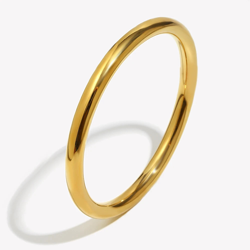 E.B.belle 18K Gold Plated Minimalist Style Hollow Round Bangle Woman's Wrist Bangles Stackable Jewelry