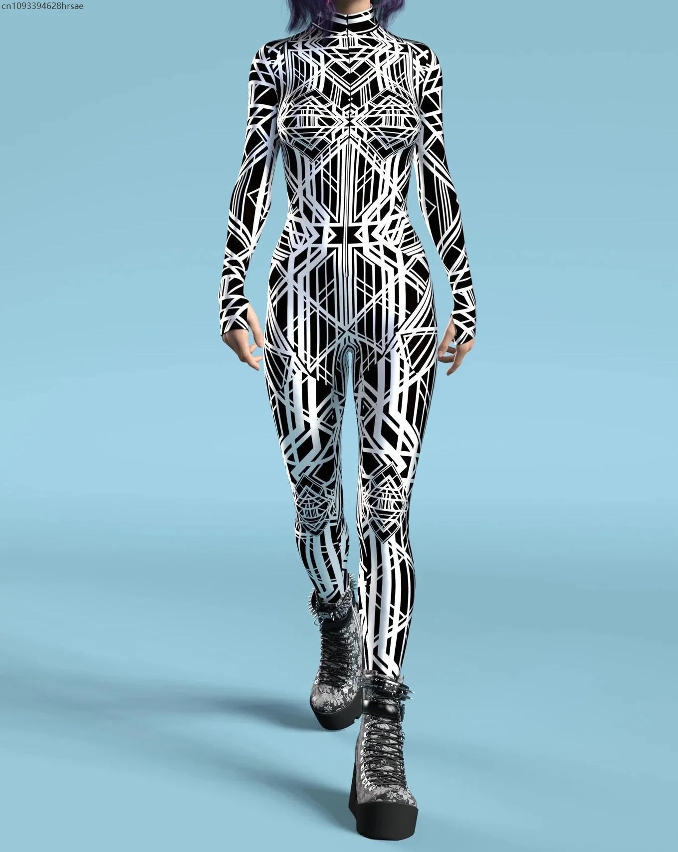 UR1 Women Jumpsuit Dense Color Dots 3D Pattern Adults Halloween Cosplay Costume Party Jumpsuits Carnival Bodysuit Monos Mujer
