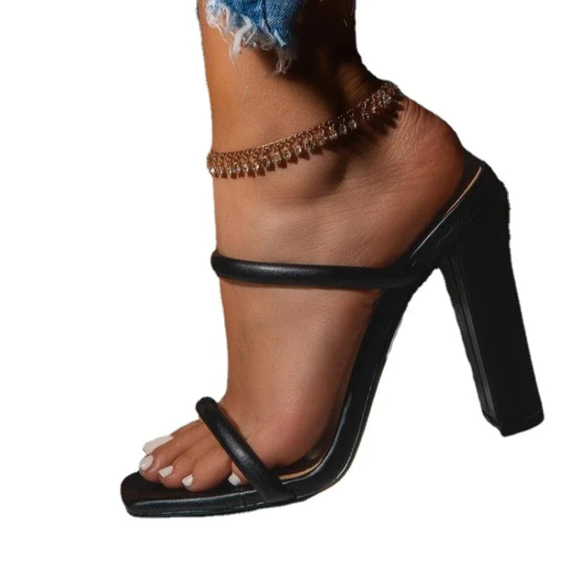 Women's Pumps Sexy High Heel Open Toe Sandals Fashion Womens Slippers Block Heels Female Shoes 2025 Summer New Zapatos De Mujer