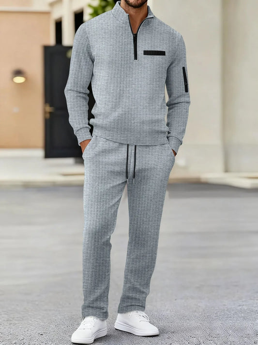 Men's Checkered Polo Shirt & Pants Set 2 Piece Tracksuit for Golf Sports Casual Wear Activewear Men's Leisure Sports Suit