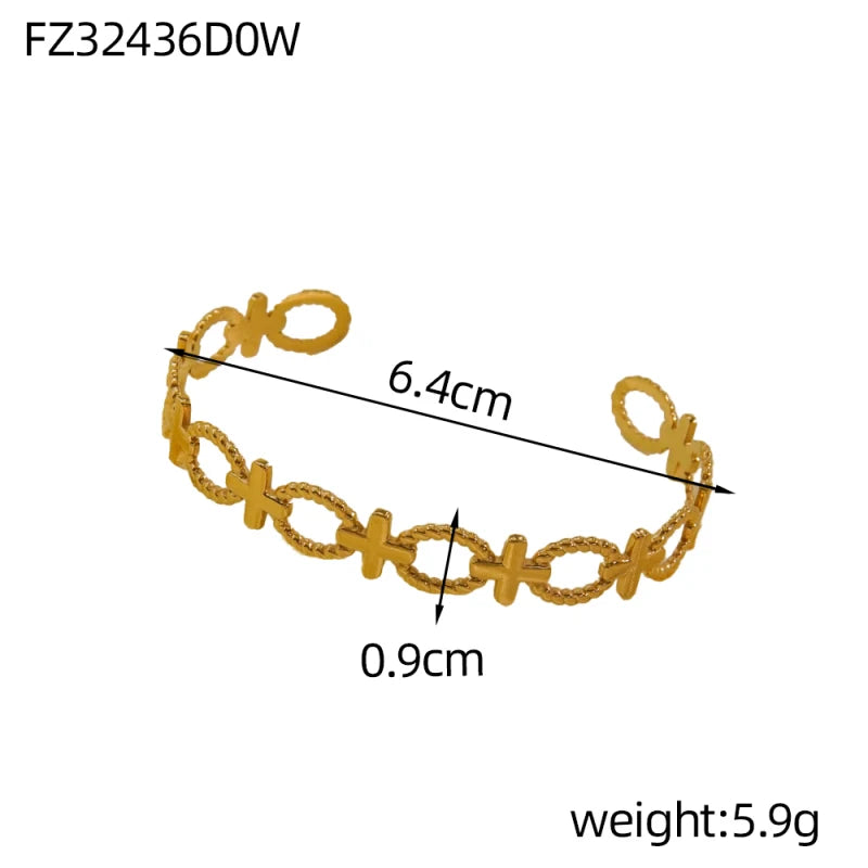 Titanium - Steel Gold - Plated C - Shaped Open - Ended Bangle. A Unique, Irregularly Spliced And Niche Accessory For Women.