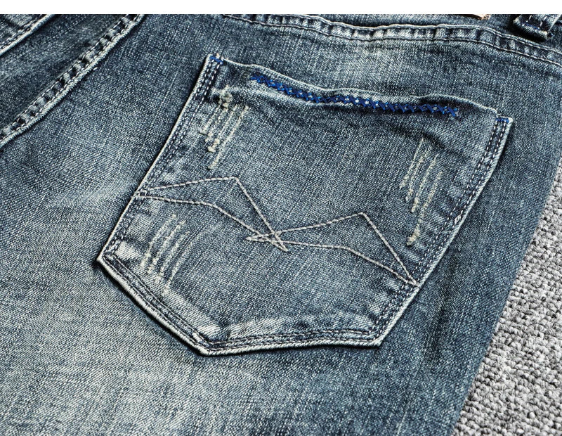 Italian Style Fashion Men Jeans Retro Blue Elastic Slim Fit Ripped Jeans Men Trousers Vintage Designer Casual Denim Pants Hombre