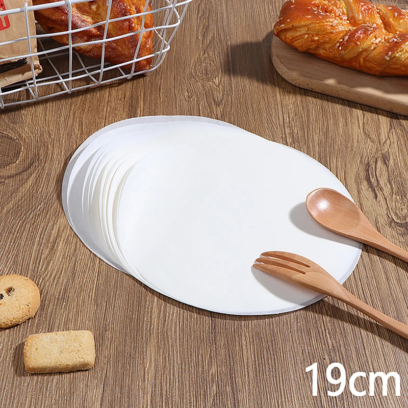 50Pcs Circle Parchment Paper Baking Oiled Paper  Multifunction Liner BBQ Oven Patty Hamburger Paper Steamer Liners Baking Tool