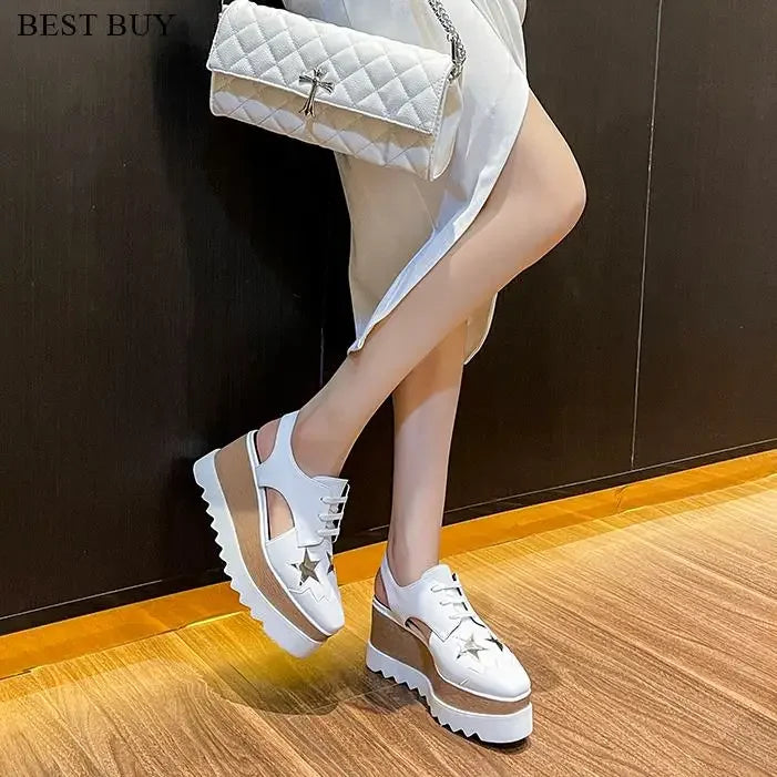 women wedge shoes pointed toe high heels platform office lady party shoes Plataform Height increasing Shoes Casual style