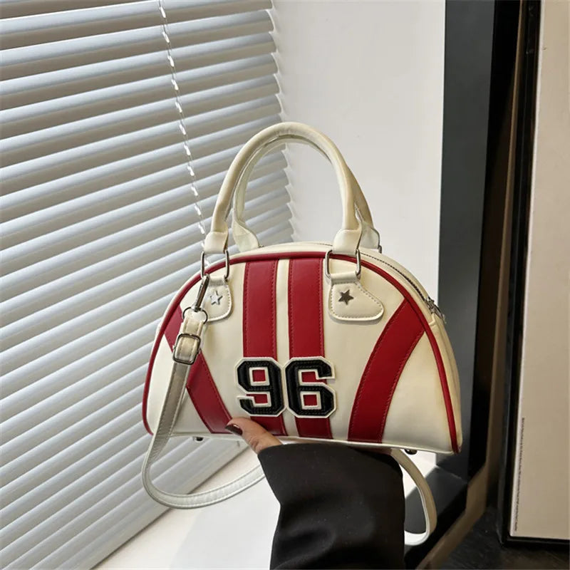 Striped Handbag Women Shoulder Bag, Chic Half Moon Armpit Bag, Stylish Tote Crossbody Bag for Women‘s Daily Work Party Travel
