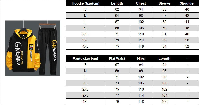 Men Tracksuit Sweat Suits Mens Patchwork 2 Piece Hoodie+Pants Set Hip Sweatpants Hop Fashion Streetwear Sports Clothing Set 4XL