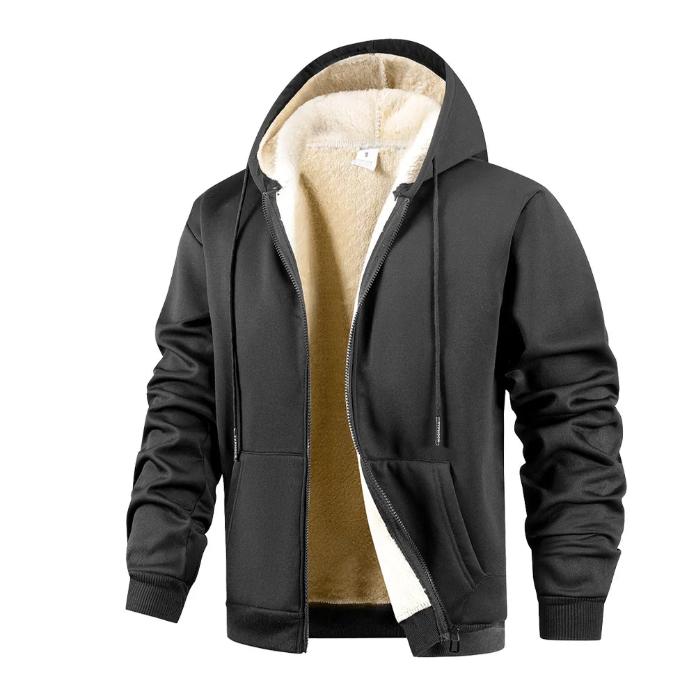 Men's Suit Two-Piece Tracksuit Plush Thickened Warm Sports Jacket+Trousers Sports Suit Winter Outdoor Casual Hoodie Sportswear