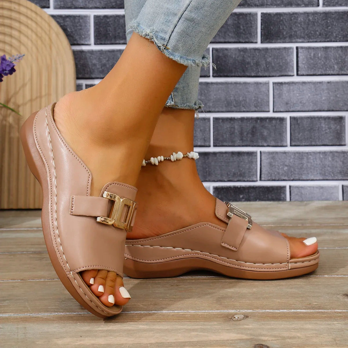 2025 Women's Fashion Casual Travel Shoes Bohemian Ethnic Style Double Button Design for Men and Women Comfortable Couple Beach