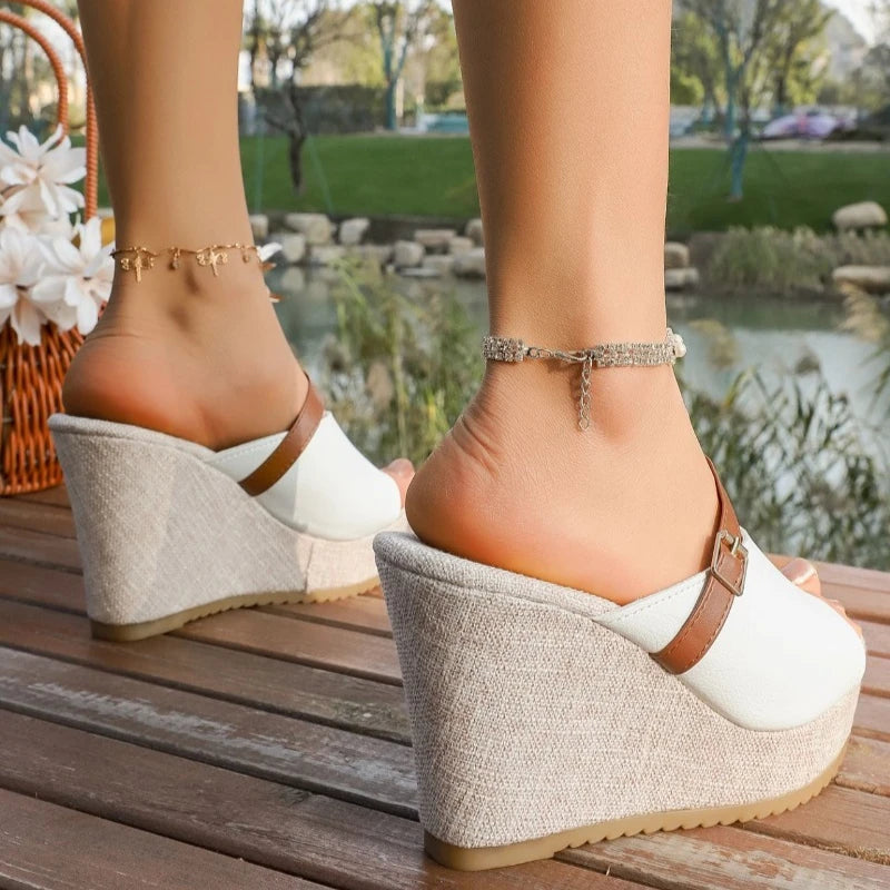 Women Wedges Sandals High Heels Slippers Women Designer Platform Sandals Trend Comfortable Slip on Shoes 2026 New Summer Shoes