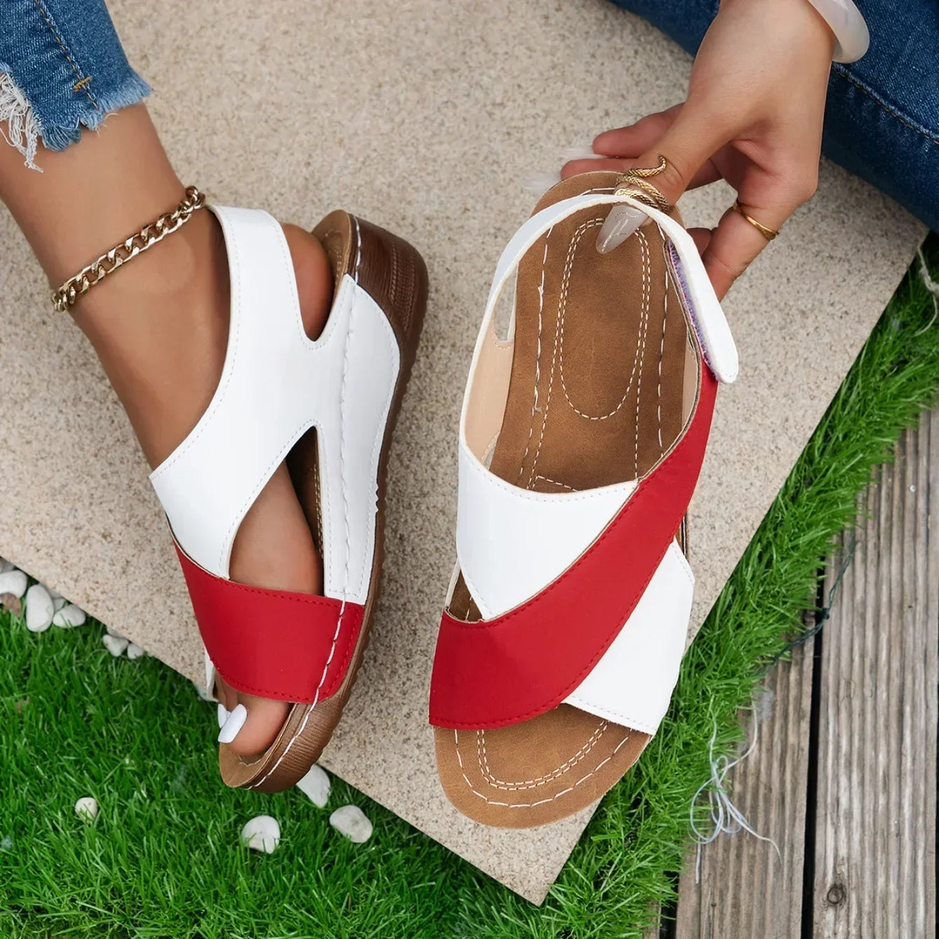 2025 Women Wedges Sandals Summer Fashion Sandals Lightweight Casual Sandals Shallow Outdoor Beach Shoes Women Sandalias De Mujer