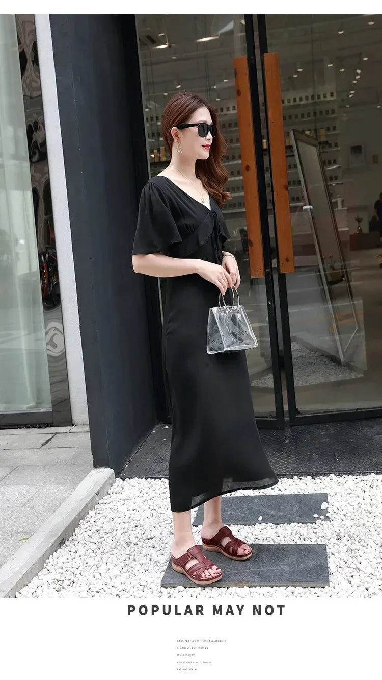 2024 Summer Women Wedge Sandals Premium Orthopedic Open Toe Sandals Vintage Anti-slip Leather Casual Female Platform Retro Shoes