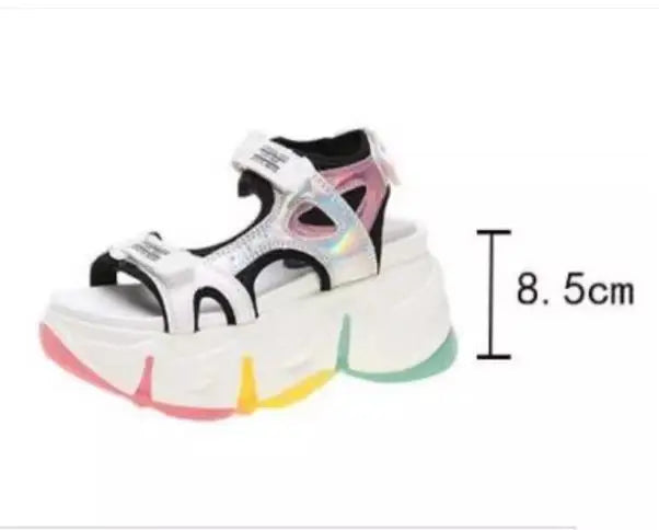 New Women Summer Wedge Sandals Transparent PVC Crystal Chunky Platform Shoes Woman Rainbow Thick Bottom Sandalias