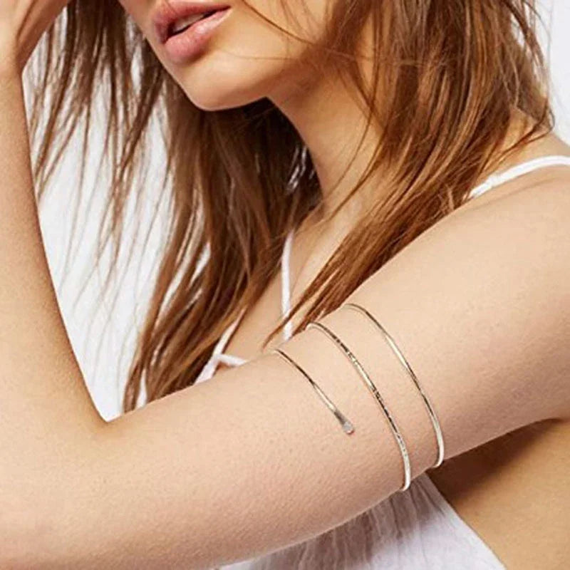 Fashion Arm Bracelet for Women Girls Mental Open Upper Arm Bangle Bracelet Simple Adjustable Armlet Armband