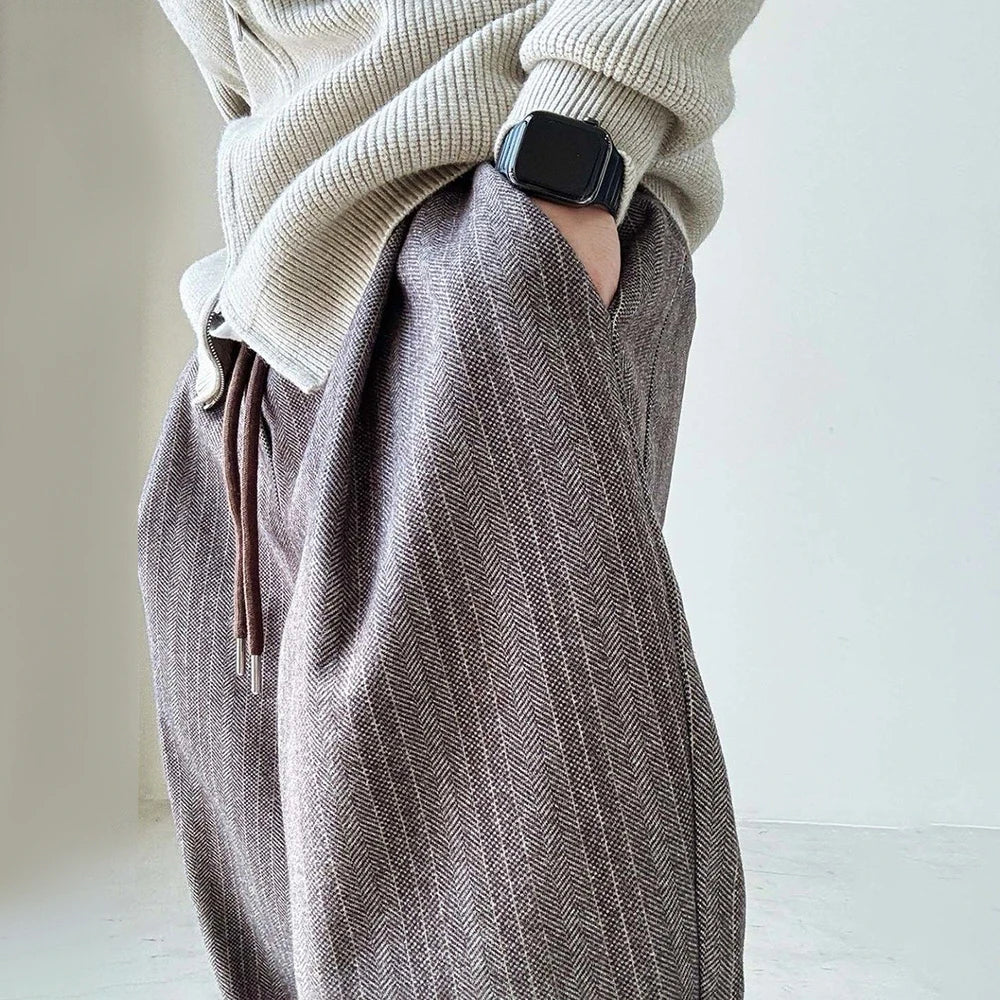 Mens Pants Casual Acrylic Pants Autumn Streetwear Fashion Personality Versatile Trend Comfort Wide-Leg Pants Men'S Clothing