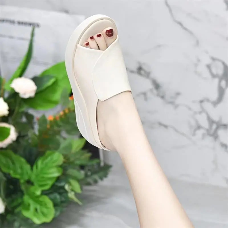 Women Sandals Women Slippers Black Wedge Platform Open Toe Women Orthopedics Thick Bottom Beach High Heels Slides 2026