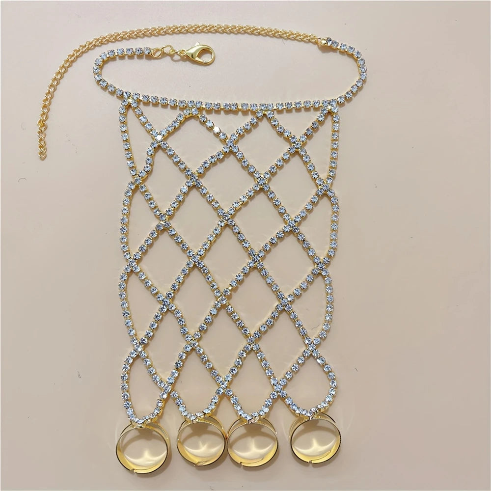 Women's Exquisite Luxury Fashion Crystal Bracelet Jewelry Weaving Wedding Shining New Style Finger Linking Christmas Gift Jewelr