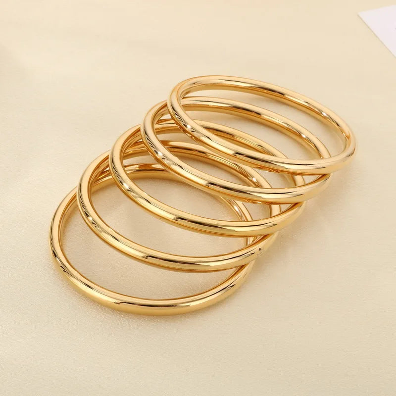 7/PCS Simple Spherical Surface Stainless Steel Bangle For Women Men Wedding Party Bracelet Famale Trendy Jewelry Christmas Gifts