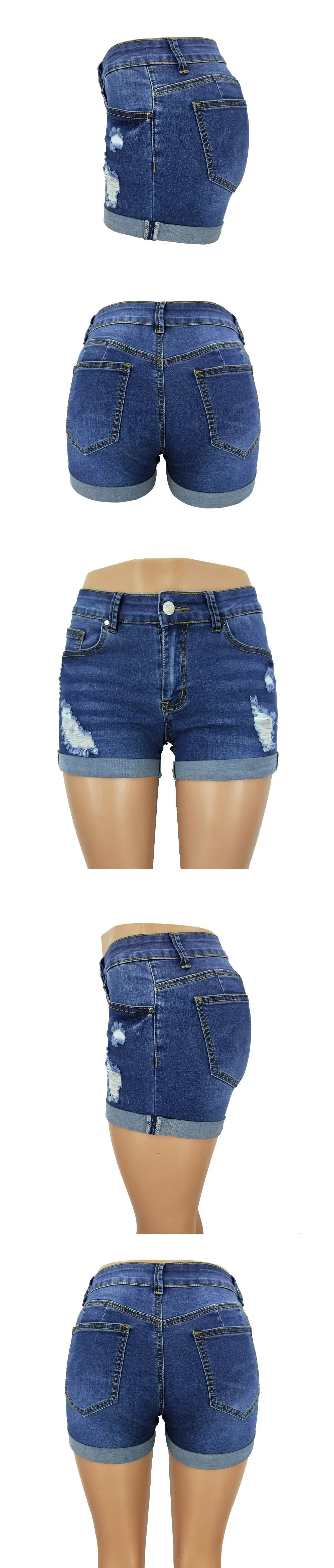 Denim Jeans Women Denim Shorts Stretch Skinny Ripped Hole Bodycon Slim Low Waist Jegging Leisure Sexy Trousers Shorts Streetwear