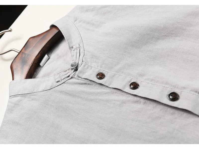 Streetwear Summer Fashion Shirt Men Short Sleeve Casual Cotton Linen Shirt Hombre Round Collar Designer Leisure T-shirt Men
