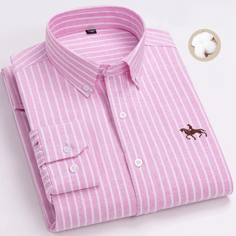 New in shirt 100%cotton plus size long-sleeve shirts for men slim fit formal fashion office shirt hight qulity plaid clothes