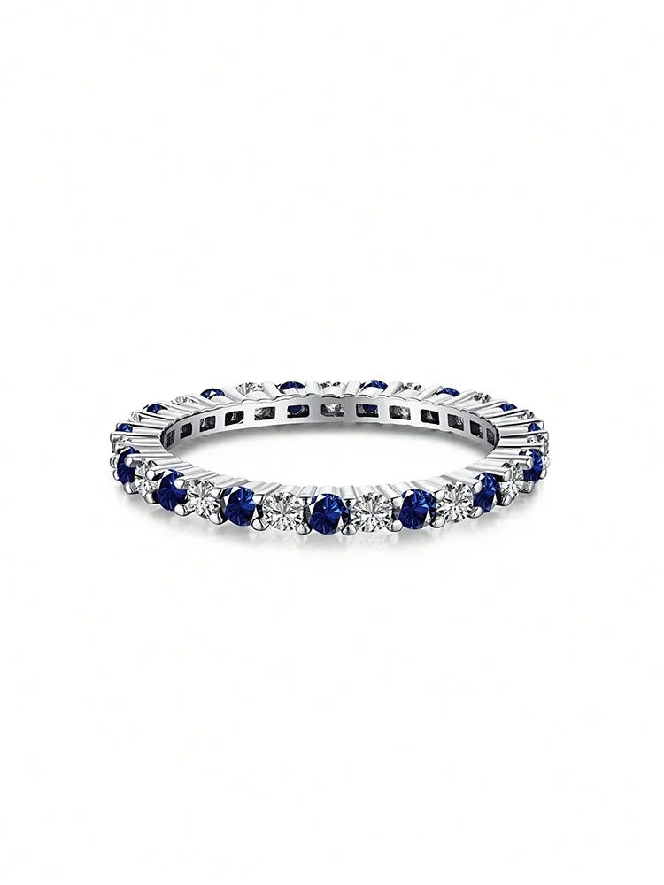 925 Sterling Silver Fashion Shiny 1.4mm Full Zircon Stackable Plain Ring For Women Daily Party Personalized Fine Jewelry